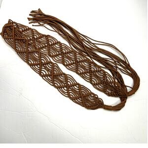 Vintage Boho Style Macrame Cord Belt With‎ Long Fringe